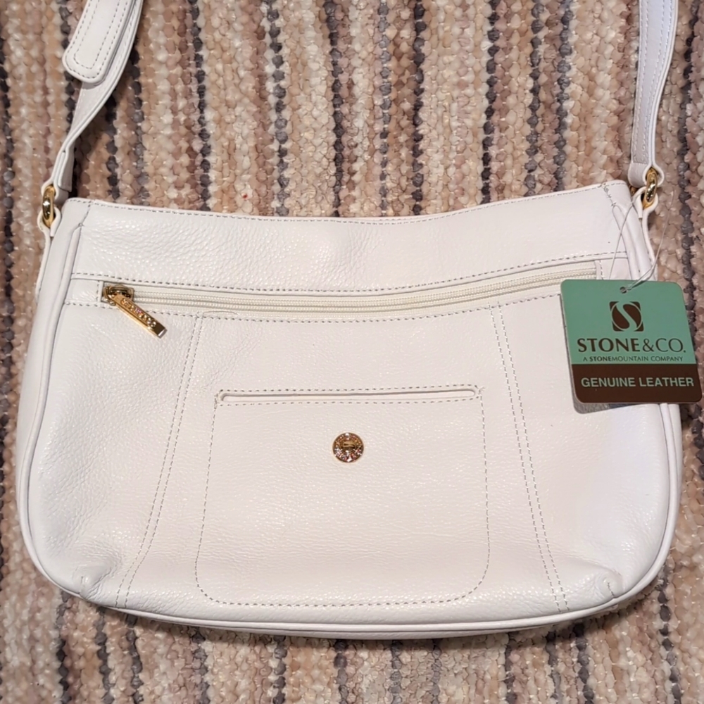 Stone & Co. (Stone Mountain) White Leather Shoulder Bag - Picture 2 of 6